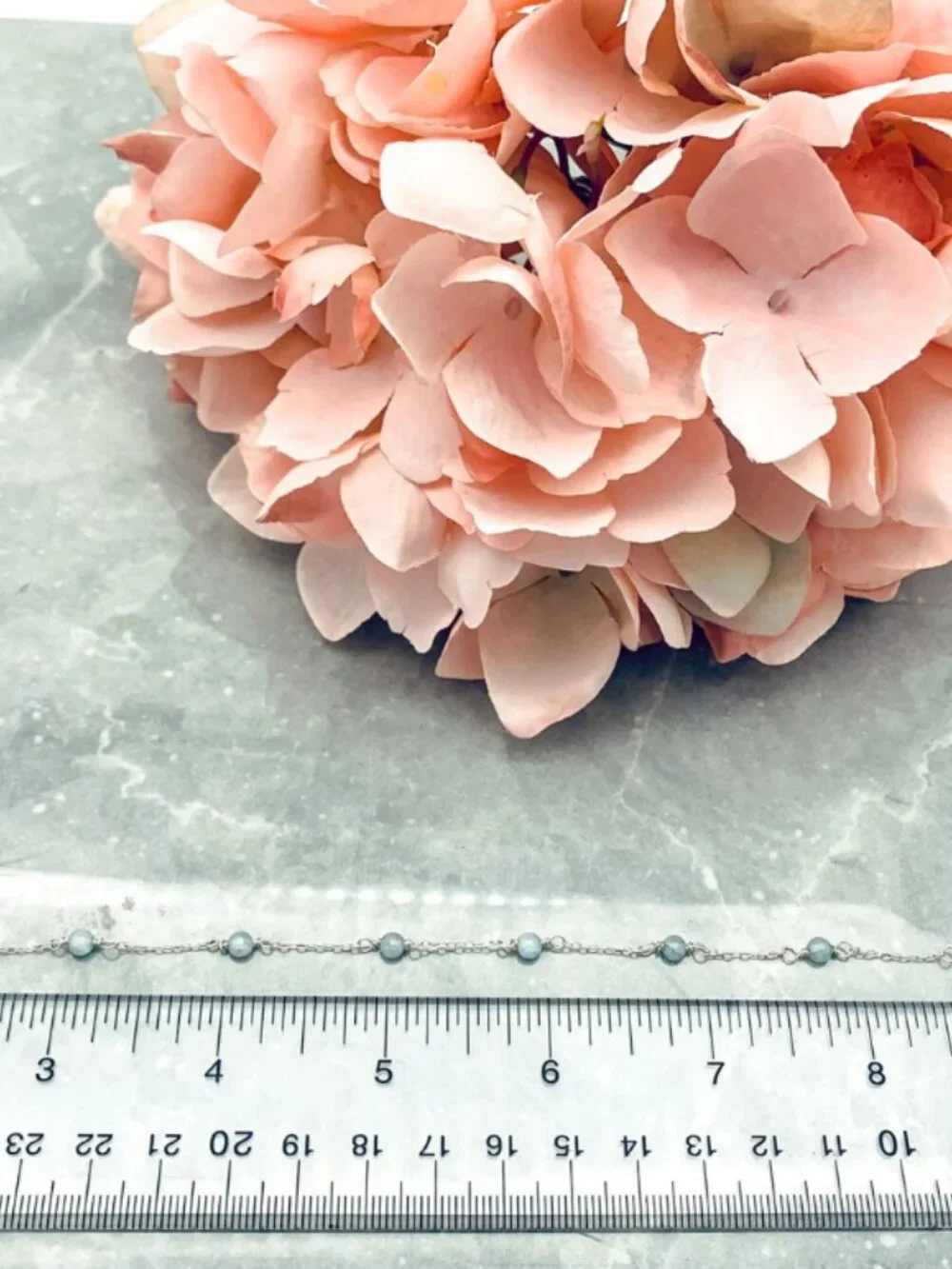 Aquamarine Coin Anklet/Bracelet in Sterling Silver, March Birthstone - Picture 7 of 7